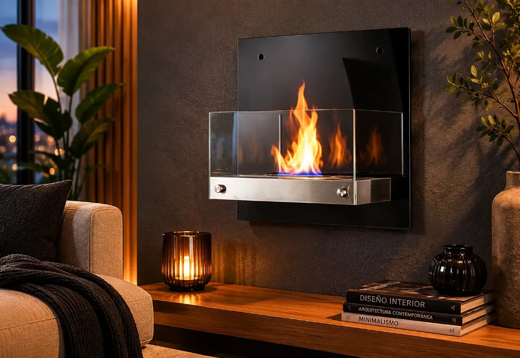 [CHWALL4EVO1] Chimenea Ecológica de Pared Wall N.° 4 Evolution Uno BLACK GLASS